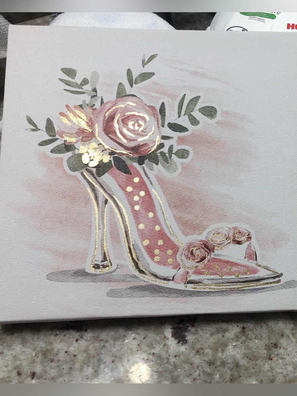 Coquette Pink and Gold Floral Canvas Wall Art-Set of 2